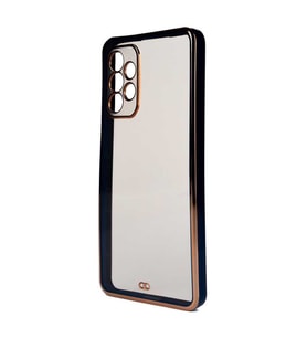 Galaxy A13 4G Kılıf Köşeli Gold Şeffaf Kapak (Siyah)