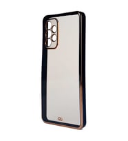 Galaxy A13 4G Kılıf Köşeli Gold Şeffaf Kapak (Siyah)