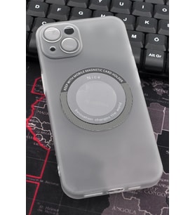iPhone 14 Uyumlu Beyaz Renkli Yarı Şeffaf İnce Sert Kapak Kılıf Kamera Lens Korumalı