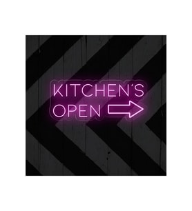 KITCHEN'S OPEN Yazılı ve Şekilli Neon Tabela