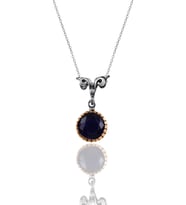 Söğütlü Silver Gümüş safir taşlı otantik tektaş kolye