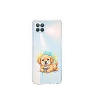 Oppo Reno 4 Lite ile Uyumlu Splash Köpek Tasarımlı Şeffaf Silikon Kılıf