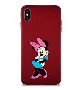 Apple iPhone XS Max Soft Premier Kapak Minnie Mouse-D Tasarımlı Silikon Kılıf - Mürdüm (Şeffaf)