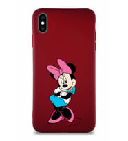 Apple iPhone XS Max Soft Premier Kapak Minnie Mouse-D Tasarımlı Silikon Kılıf - Mürdüm (Şeffaf)
