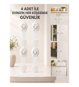 Mey İthalat® 4 Adet Çok Amaçlı Çocuk Güvenlik Kilidi Dolap, Çekmece ve Gardırop İçin