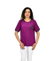 Kadın Kısa Kol Taşlı Bluz BGL-ST04709 (Mor)