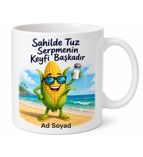 Mısırcıya Hediye Sahil Keyfi Tuzlu Bardakta Mısır Kupa Bardak Özel Tasarım