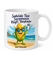 Mısırcıya Hediye Sahil Keyfi Tuzlu Bardakta Mısır Kupa Bardak Özel Tasarım