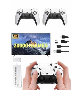3D 4K 2000 Oyunlu Game Stick Oyun Konsolu Çift Konsol