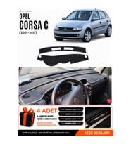 OPEL CORSA C (2001-2011) Uyumlu Torpido Örtüsü Torpido Kılıfı - Siyah Gri