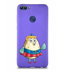 Huawei P Smart Soft Premier Kapak Bayan Puff Tasarımlı Silikon Kılıf - Mor (Şeffaf)
