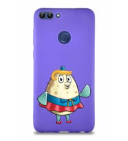 Huawei P Smart Soft Premier Kapak Bayan Puff Tasarımlı Silikon Kılıf - Mor (Şeffaf)