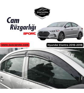 Hyundai Elantra 2016-2018 Uyumlu Mugen Cam Rüzgarlığı Seti Piano Black 4'lü İthal Parlak Siyah