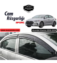 Hyundai Elantra 2016-2018 Uyumlu Mugen Cam Rüzgarlığı Seti Piano Black 4'lü İthal Parlak Siyah