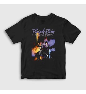 Presmono Unisex Çocuk Siyah Purple Rain Prince T-Shirt 410542tt