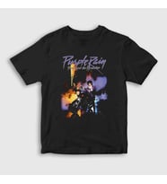 Presmono Unisex Çocuk Siyah Purple Rain Prince T-Shirt 410542tt