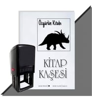 Kişiye Özel  Dinazor Silüeti 2  Kitap Kaşesi (Siyah)