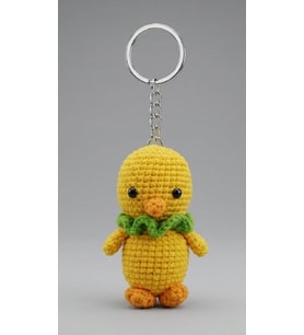 Maskot Koyu Sarı Civciv Amigurumi Organik Anahtarlık Oyuncak