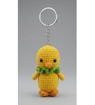 Maskot Koyu Sarı Civciv Amigurumi Organik Anahtarlık Oyuncak