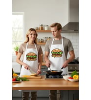 Unisex Mutfak Aşçı Önlüğü Hamburger Para Baskılı Komik Tasarım Günlük Rahat Modern Şık Konforlu