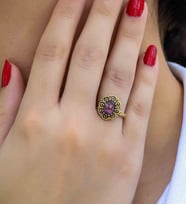 Doğal Taş Ametist Doğal Taşlı Antik Model Kadın Ayarlanabillir Yüzük euy77amt (Mor)