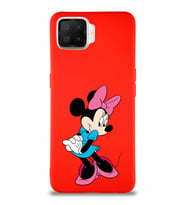 Oppo A73 Soft Premier Kapak Minnie Mouse-F Tasarımlı Silikon Kılıf - Kırmızı (Şeffaf)