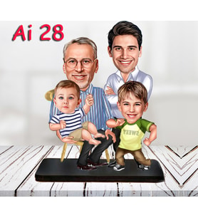 Kişiye Özel Ahşap Biblo - Aile Karikatür Biblo - 4 Kişilik Aile Biblo 11