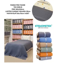 ETEHOMETEX HAVUZLU PİKE TAKIMI %100 PAMUK TEK KİŞİLİK