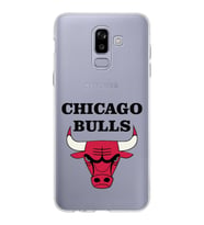 Samsung Galaxy J8 Kapak Chicago Bulls Tasarımlı Şeffaf Silikon Kılıf