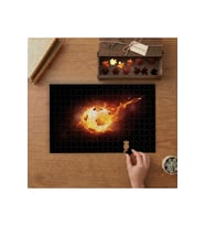 Alevli Futbol Topu Tasarımı 240 parça Ahşap Puzzle Ahşap Kutuda MP09159