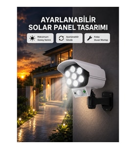 Mey İthalat® PVC+PC Malzemeli, 2'si 1 Arada Güvenlik Lambası – Ayarlanabilir Başlık ve Panel Açısı