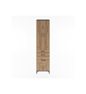 Hyperion Dolap 4 Raflı 3 Çekmeceli 4 Kapaklı 60x44x243 Antrasit-Çam