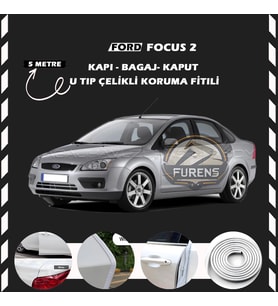 Ford Focus 2 Oto Araç Kapı Koruma Fitili 5metre Parlak Beyaz Renk