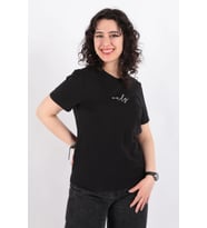 Only Bisiklet Yaka Lotta Regular Fit Kadın T-shirt - 15339251 (Siyah)