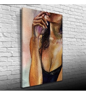 Suluboya Tekniğinde Kadın Figürü Kanvas Tablo 50 x 70