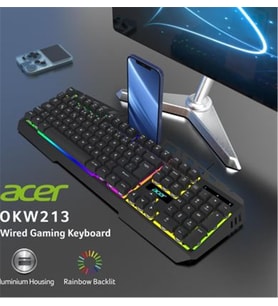 Acer OKW213 Siyah RGB Rainbow Backlit Gaming Keyboard Rainbow (Kablo Uzunluğu 1,5mt)
