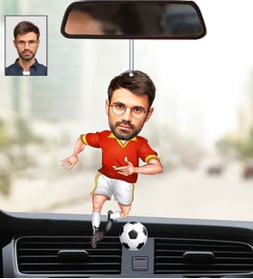 Kişiye Özel Fotoğraflı Futbolcu Tasarımlı Karikatür Araba Dikiz Ayna Süsü