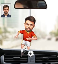 Kişiye Özel Fotoğraflı Futbolcu Tasarımlı Karikatür Araba Dikiz Ayna Süsü
