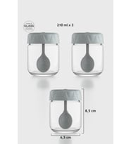 Renga Lexa 210 ml Kaşıklı 3'lü Cam Baharatlık Seti 161019 Bej (Gri)