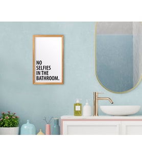 BK Home No Selfies In The Bathroom Dekoratif Retro Ahşap Tablo-1