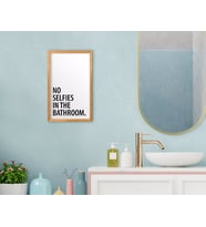 BK Home No Selfies In The Bathroom Dekoratif Retro Ahşap Tablo-1