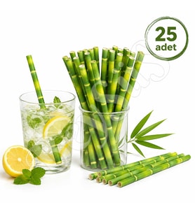 Parti Kağıt Pipeti 25li Bambu