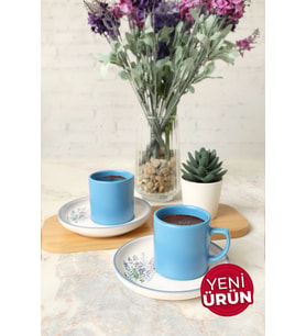 Keramika Elegant Blossoms Mavi Kahve Takımı 4 Parça 2 Kişilik 21789