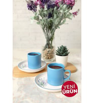 Keramika Elegant Blossoms Mavi Kahve Takımı 4 Parça 2 Kişilik 21789