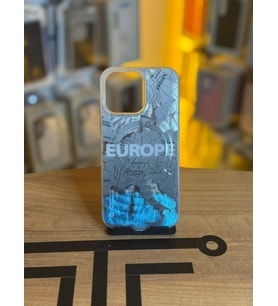 iPhone 15 Pro Max Uyumlu Renkli İllüstrasyon Özel Tasarım Silikon Kılıf (Gri - Mavi)