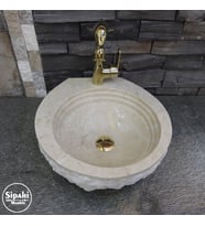 Sipahi Marble Bej Mermer Roma Model Lavabo - Batarya Çıkışlı