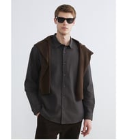 LCW Vision Kahverengi Regular Fit Uzun Kollu Gabardin Erkek Gömlek