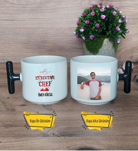 Aşçıya Hediye Kupa Bardak Fotoğraflı T Siyah Kulplu Dünya Aşçılar Günü Hediyesi