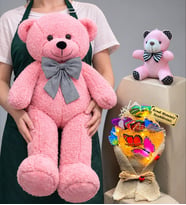 Premium Peluş Ayıcık Seti Kişiye Özel Tasarım Büyük Boy Pembe Ayıcıklı (Model 5)
