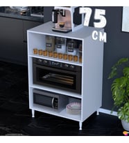 Eliusta Lara 75 cm Genişlik 3 Raflı Mikrodalga Standı Fırın Tezgahı Mutfak Dolabı-Beyaz 75x119x48 cm
